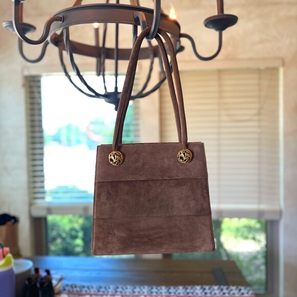 Vintage Brown Suede Salvatore Ferragamo Handbag L212660